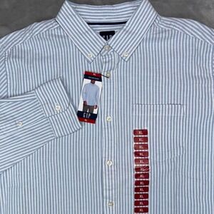 GAP Button Down Shirt Men's XL Allure Oxford Blue White Striped Long Sleeve NWT